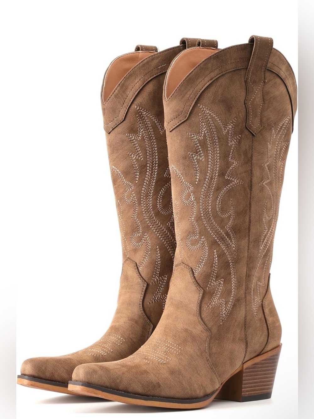 IUV Cowboy Western Boot with Chunky Heel Mid Calf Snip Toe Ideal for low insteps